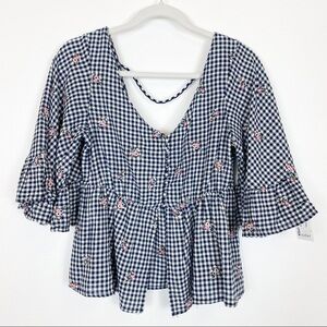 Coco + Jaimeson Gingham Top With Ruffle Sleeves